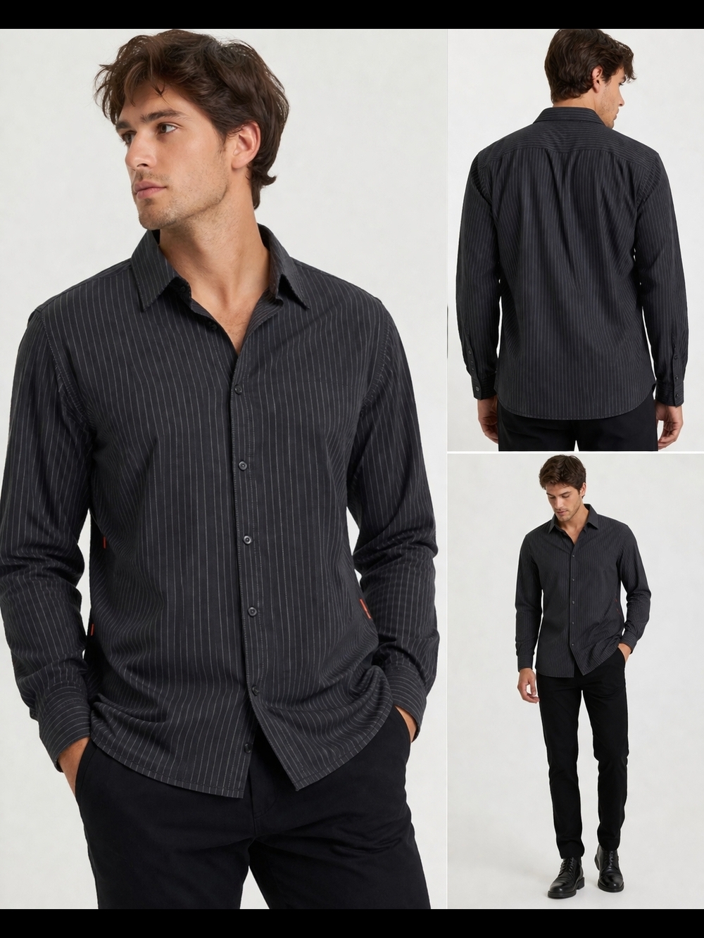 Hugo Boss Slim Fit Pinstripe Button Up Shirt XL Black
